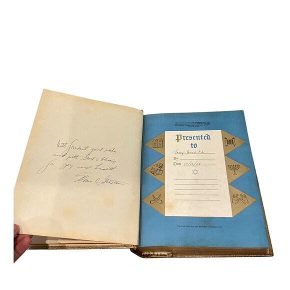 Vtg Holy Bible Torah Jewish Family 1957 Leonard S. Davidow MCM Gold Illustrated - Picture 3 of 16